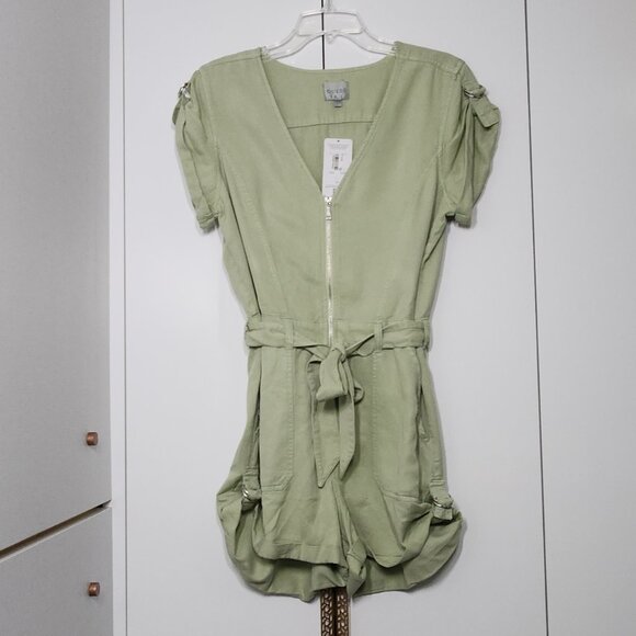 Guess Eco Short Sleeve Utility Romper Size L Green - Picture 1 of 10